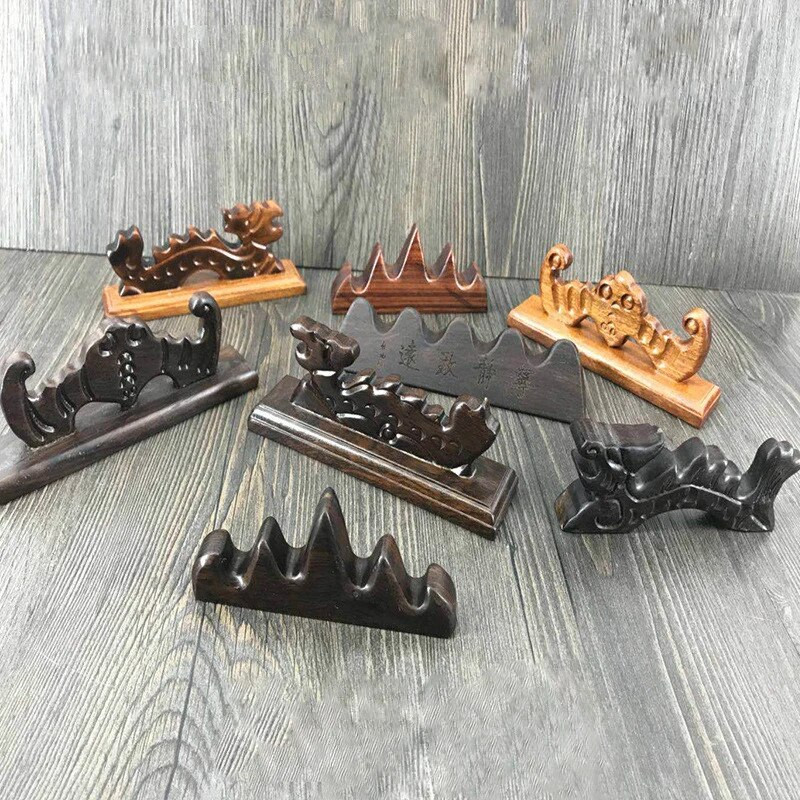 EZONE hiina kalligraafia maalipintslihoidja raam, must Catalpa puidust pliiatsihoidja kirjutav praktiline pliiatsi tugi