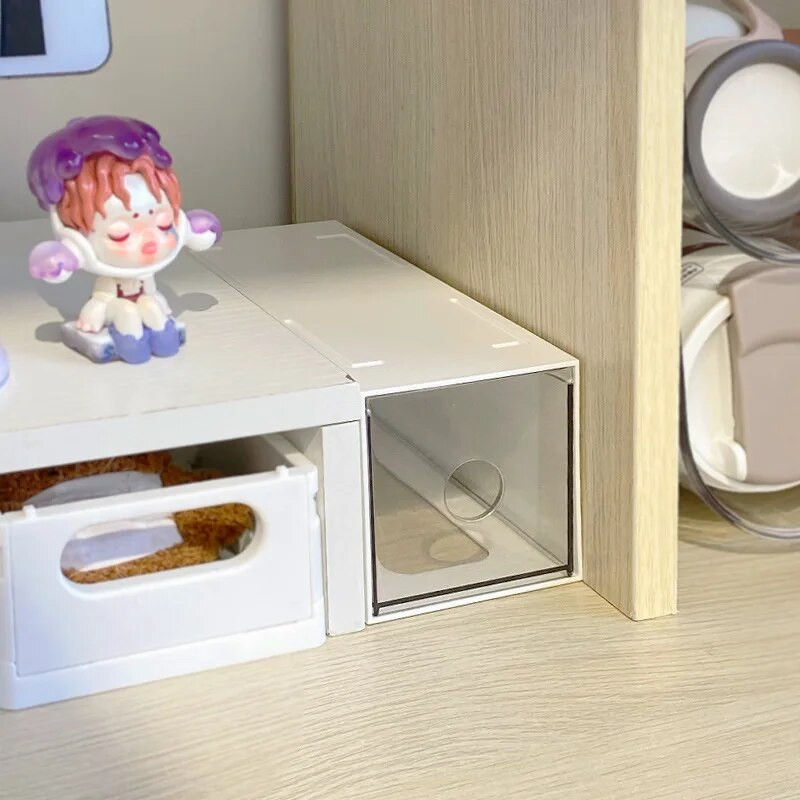 Caurspīdīgas darbvirsmas rakstāmpiederumu uzglabāšanas kastes atvilktņu plaukts organizators rakstāmgalds rotaslietas kosmētikas kancelejas piederumu uzglabāšanas kastes Mājas organizatori