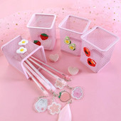 1 τεμ. Ροζ μεταλλική θήκη για στυλό Organiser γραφείου Καλλυντικά τετράγωνα Cil Stand Βάση γραφικής ύλης Σχολικά είδη