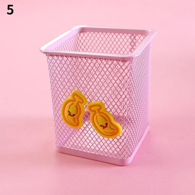 1 τεμ. Ροζ μεταλλική θήκη για στυλό Organiser γραφείου Καλλυντικά τετράγωνα Cil Stand Βάση γραφικής ύλης Σχολικά είδη