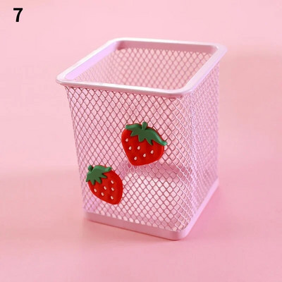 1 τεμ. Ροζ μεταλλική θήκη για στυλό Organiser γραφείου Καλλυντικά τετράγωνα Cil Stand Βάση γραφικής ύλης Σχολικά είδη