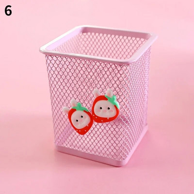 1 τεμ. Ροζ μεταλλική θήκη για στυλό Organiser γραφείου Καλλυντικά τετράγωνα Cil Stand Βάση γραφικής ύλης Σχολικά είδη