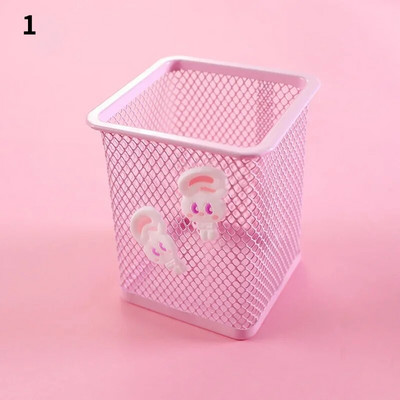 1 τεμ. Ροζ μεταλλική θήκη για στυλό Organiser γραφείου Καλλυντικά τετράγωνα Cil Stand Βάση γραφικής ύλης Σχολικά είδη