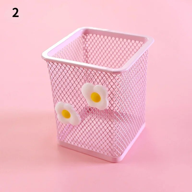 1 τεμ. Ροζ μεταλλική θήκη για στυλό Organiser γραφείου Καλλυντικά τετράγωνα Cil Stand Βάση γραφικής ύλης Σχολικά είδη