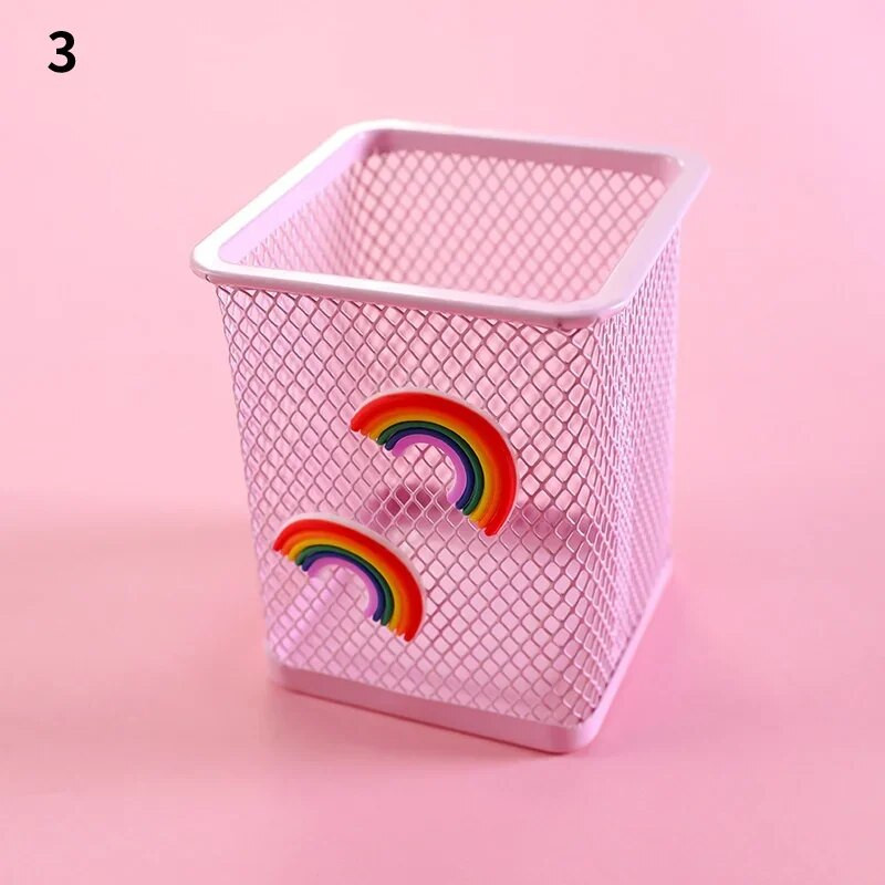 1 τεμ. Ροζ μεταλλική θήκη για στυλό Organiser γραφείου Καλλυντικά τετράγωνα Cil Stand Βάση γραφικής ύλης Σχολικά είδη