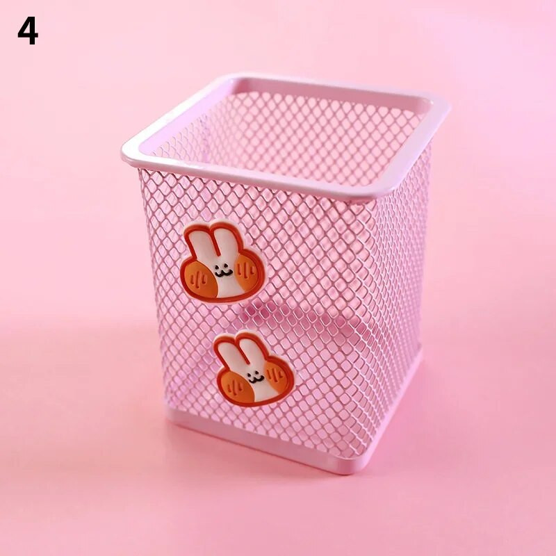 1 τεμ. Ροζ μεταλλική θήκη για στυλό Organiser γραφείου Καλλυντικά τετράγωνα Cil Stand Βάση γραφικής ύλης Σχολικά είδη