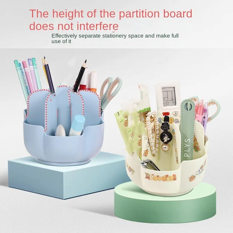 360° Περιστρεφόμενη θήκη για στυλό Πολυλειτουργικό κουτί αποθήκευσης μολυβιού 7Grid Παιδική επιτραπέζια γραφική ύλη Organizer Σχολική βάση στυλό γραφείου