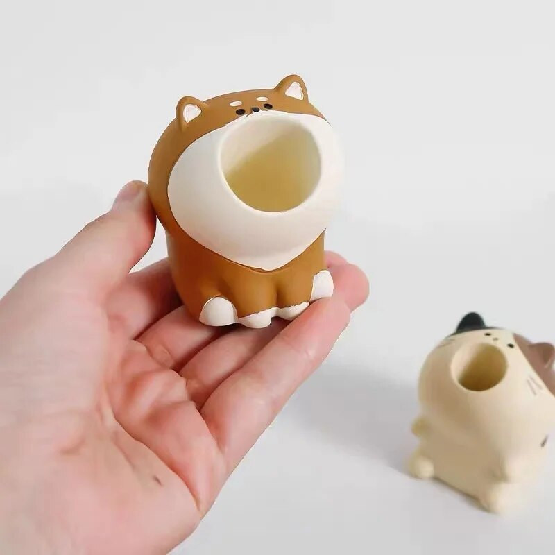 Χαριτωμένα στολίδια γάτας από ξηρό ρύζι Δημιουργικά στολίδια αποθήκευσης συνδετήρων με σωλήνα μίνι στυλό Φοιτητική θήκη μολυβιών Κορίτσια στολίδια επιφάνειας εργασίας