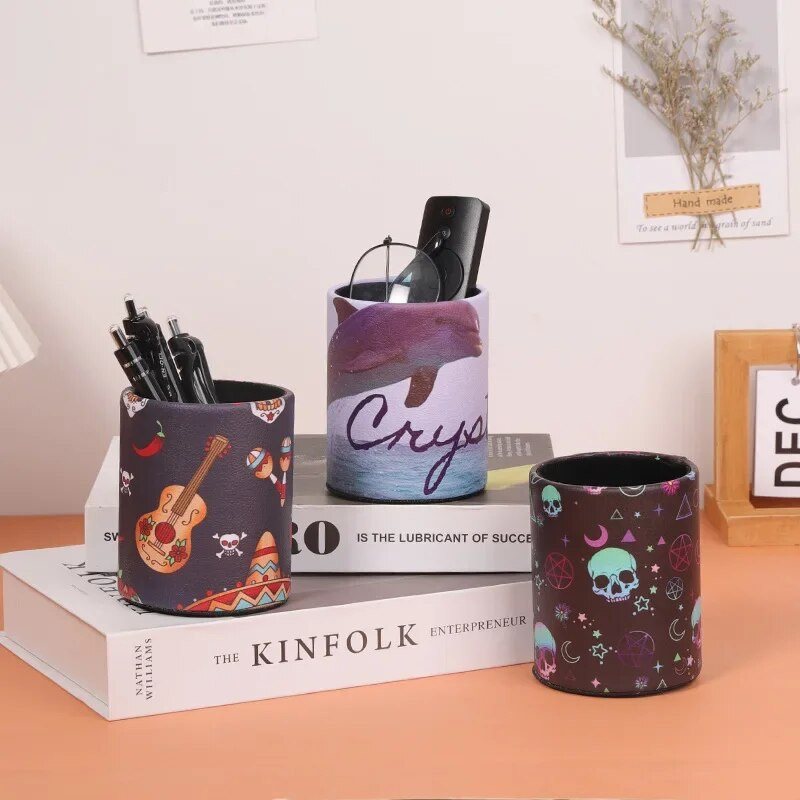 Δερμάτινο βάζο στυλό Μολύβι Κατσαρόλα για πινέλο μακιγιάζ Γραφείο Τακτοποιημένο πλαστικό γραφείο Organizer Δοχείο Σχολικά είδη γραφείου