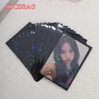 50 tk / partii 61 * 91 mm Heart Love laseriga välkuva kaardi varrukad Fotokaartide hoidja Holograafilise fooliumiga kaitsekile