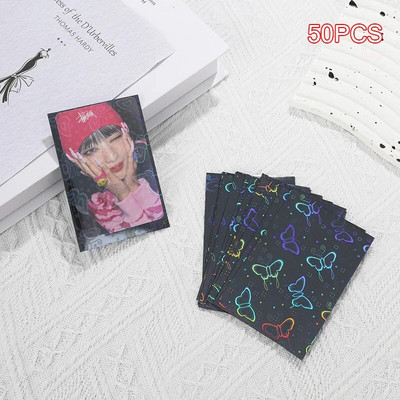 50 tk / partii 61 * 91 mm Heart Love laseriga välkuva kaardi varrukad Fotokaartide hoidja Holograafilise fooliumiga kaitsekile