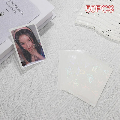 50 tk / partii 61 * 91 mm Heart Love laseriga välkuva kaardi varrukad Fotokaartide hoidja Holograafilise fooliumiga kaitsekile