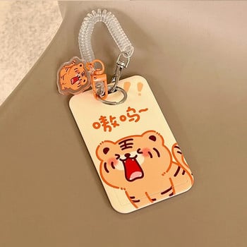 Cartoon Tulip Lucky Bear Ins Θήκη για φωτογραφικές κάρτες Μπρελόκ Kpop Students Card Protectors Ροζ Κάρτες ταυτότητας Τραπεζικό Κάλυμμα Σχολική γραφική ύλη