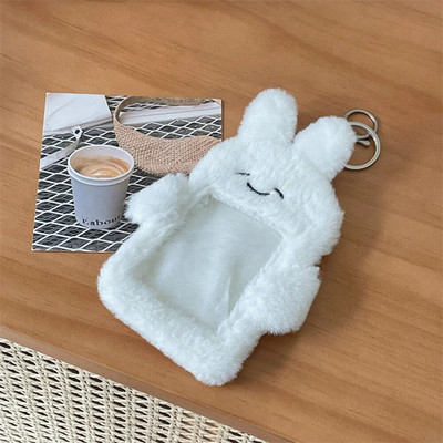 INS Cute Cat Rabbit plīša fotokartīšu turētājs Kpop Idol foto piedurknes aizsargmaciņš Studenta ID kartes vāciņš ar atslēgu piekariņa kulonu