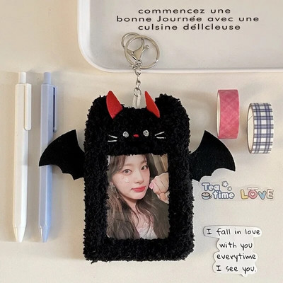 INS Cute Cat Rabbit plīša fotokartīšu turētājs Kpop Idol foto piedurknes aizsargmaciņš Studenta ID kartes vāciņš ar atslēgu piekariņa kulonu