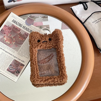 INS Cute Cat Rabbit plīša fotokartīšu turētājs Kpop Idol foto piedurknes aizsargmaciņš Studenta ID kartes vāciņš ar atslēgu piekariņa kulonu