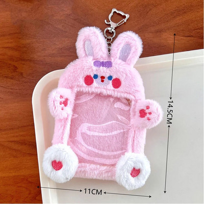 INS Cute Cat Rabbit plīša fotokartīšu turētājs Kpop Idol foto piedurknes aizsargmaciņš Studenta ID kartes vāciņš ar atslēgu piekariņa kulonu