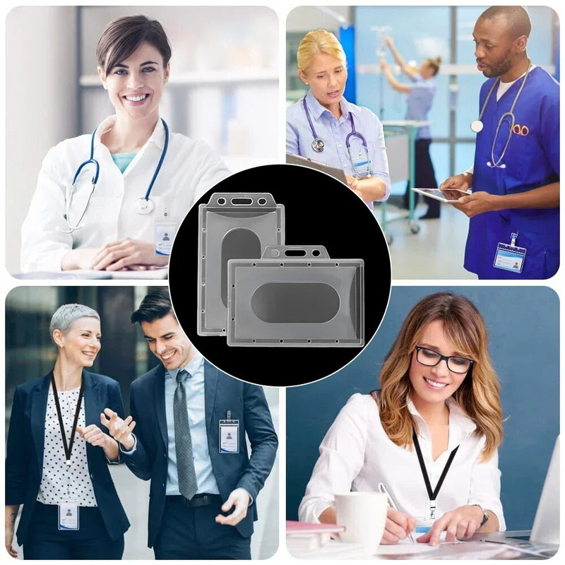 Daugiafunkcis kieto akrilo plastiko darbo kortelių laikiklis Apsauginis dangtelis autobusų kortelėms, asmens tapatybės kortelėms, vandeniui atsparus, nuo dulkių skaidrus dėklas