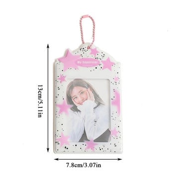 INS Star Print Holder Photocard Keychain Kpop Photocards Instax Mini Photo Card Holder for Slides Scrapbook Bag Charm Pendant