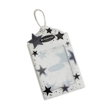 INS Star Print Holder Photocard Keychain Kpop Photocards Instax Mini Photo Card Holder for Slides Scrapbook Bag Charm Pendant