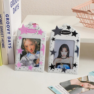 INS Star Print Θήκη φωτογραφικής κάρτας Μπρελόκ Kpop Photocards Instax Mini Θήκη για κάρτες φωτογραφιών για διαφάνειες Κρεμαστό τσάντα τσάντα λευκώματος