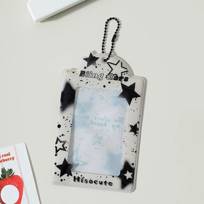 INS Star Print Θήκη φωτογραφικής κάρτας Μπρελόκ Kpop Photocards Instax Mini Θήκη για κάρτες φωτογραφιών για διαφάνειες Κρεμαστό τσάντα τσάντα λευκώματος