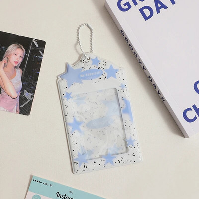 INS Star Print Θήκη φωτογραφικής κάρτας Μπρελόκ Kpop Photocards Instax Mini Θήκη για κάρτες φωτογραφιών για διαφάνειες Κρεμαστό τσάντα τσάντα λευκώματος
