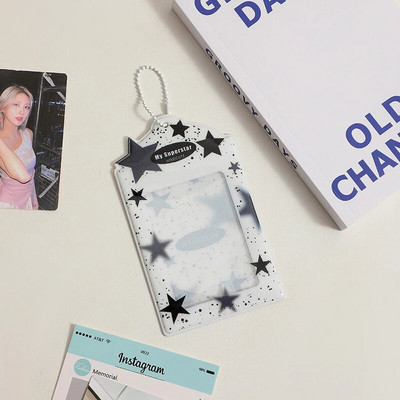 INS Star Print Θήκη φωτογραφικής κάρτας Μπρελόκ Kpop Photocards Instax Mini Θήκη για κάρτες φωτογραφιών για διαφάνειες Κρεμαστό τσάντα τσάντα λευκώματος