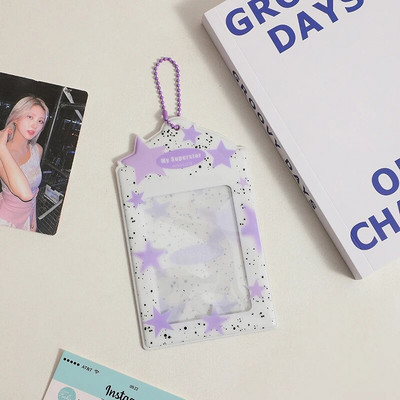 INS Star Print Θήκη φωτογραφικής κάρτας Μπρελόκ Kpop Photocards Instax Mini Θήκη για κάρτες φωτογραφιών για διαφάνειες Κρεμαστό τσάντα τσάντα λευκώματος