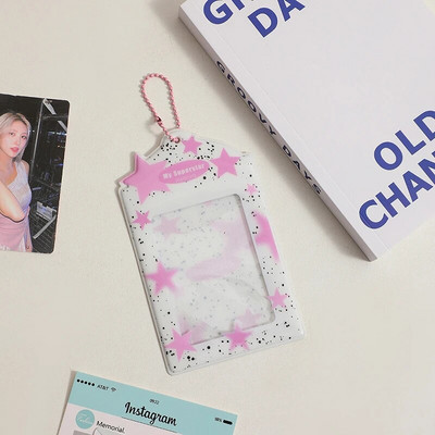 INS Star Print Θήκη φωτογραφικής κάρτας Μπρελόκ Kpop Photocards Instax Mini Θήκη για κάρτες φωτογραφιών για διαφάνειες Κρεμαστό τσάντα τσάντα λευκώματος