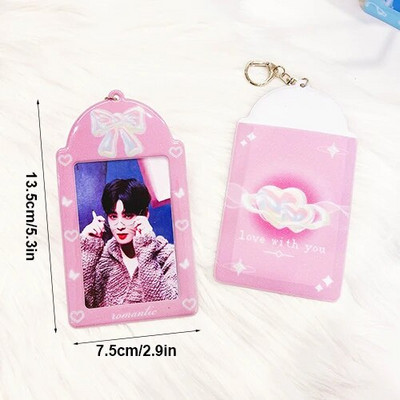 INS Star Print Θήκη φωτογραφικής κάρτας Μπρελόκ Kpop Photocards Instax Mini Θήκη για κάρτες φωτογραφιών για διαφάνειες Κρεμαστό τσάντα τσάντα λευκώματος