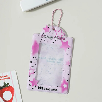 INS Star Print Θήκη φωτογραφικής κάρτας Μπρελόκ Kpop Photocards Instax Mini Θήκη για κάρτες φωτογραφιών για διαφάνειες Κρεμαστό τσάντα τσάντα λευκώματος