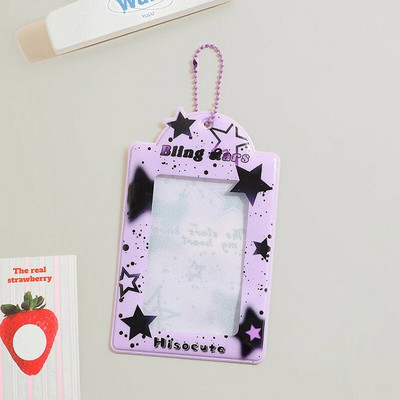 INS Star Print Θήκη φωτογραφικής κάρτας Μπρελόκ Kpop Photocards Instax Mini Θήκη για κάρτες φωτογραφιών για διαφάνειες Κρεμαστό τσάντα τσάντα λευκώματος