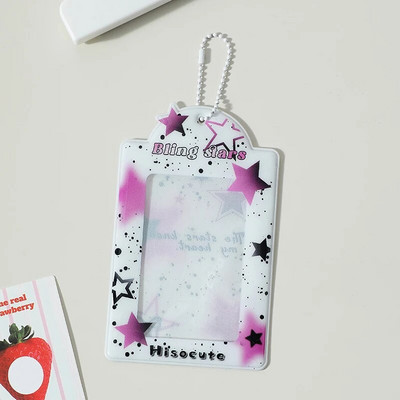 INS Star Print Θήκη φωτογραφικής κάρτας Μπρελόκ Kpop Photocards Instax Mini Θήκη για κάρτες φωτογραφιών για διαφάνειες Κρεμαστό τσάντα τσάντα λευκώματος