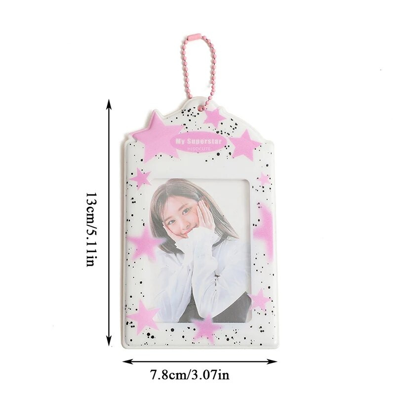 „INS Star Print“ nuotraukų kortelių laikiklis „Kpop“ nuotraukų kortelių „Instax“ mini nuotraukų kortelių laikiklis, skirtas skaidrėms Scrapbook Bag Charm Pakabukas