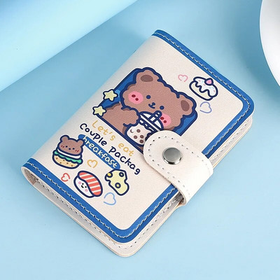Kawaii Bear karšu turētājs Cute Multi Grids Business ID Kredītbankas karšu futrālis Fotokartes Turētājs Pārnēsājams Maks Korejiešu Kancelejas preces