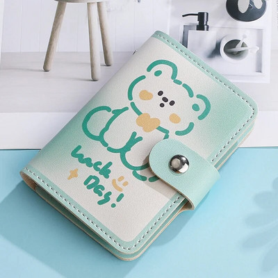 Kawaii Bear karšu turētājs Cute Multi Grids Business ID Kredītbankas karšu futrālis Fotokartes Turētājs Pārnēsājams Maks Korejiešu Kancelejas preces