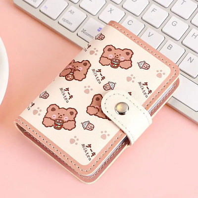 Kawaii Bear karšu turētājs Cute Multi Grids Business ID Kredītbankas karšu futrālis Fotokartes Turētājs Pārnēsājams Maks Korejiešu Kancelejas preces