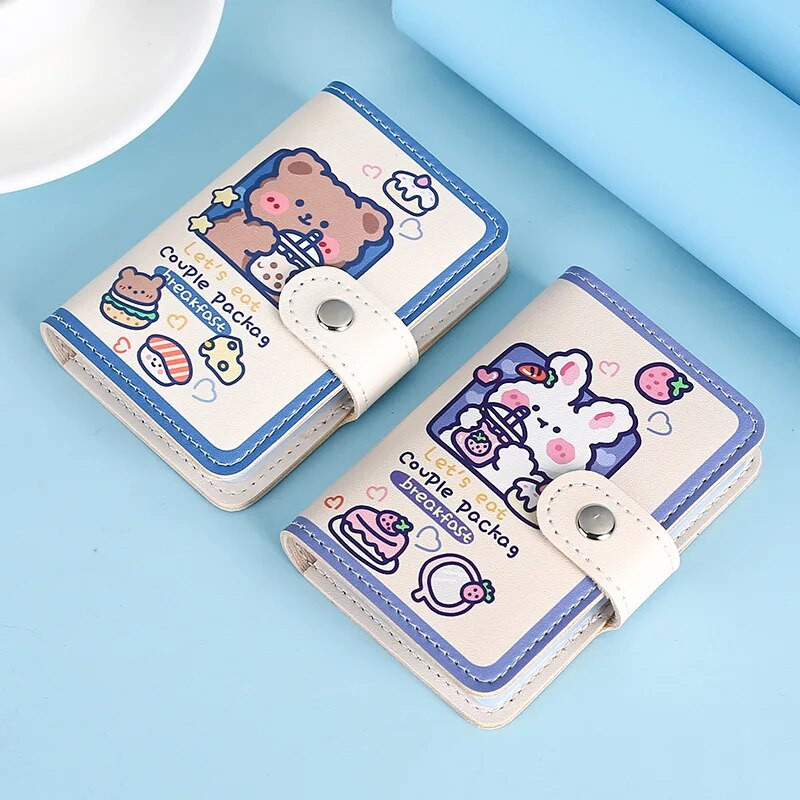Kawaii Bear karšu turētājs Cute Multi Grids Business ID Kredītbankas karšu futrālis Fotokartes Turētājs Pārnēsājams Maks Korejiešu Kancelejas preces