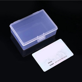 Мини PP пластмасова кутия с правоъгълна идентификационна лента Кутия за съхранение на карти Прозрачна прахоустойчива издръжлива здрава кутия за съхранение на бижута Контейнер