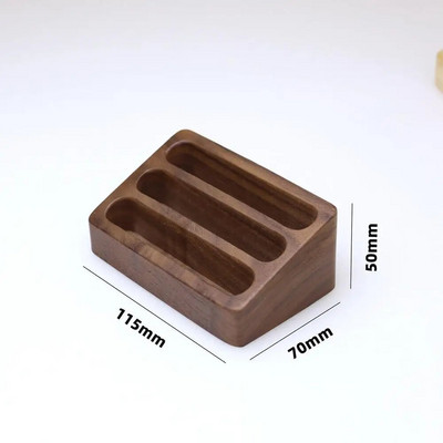 Επιτραπέζιο επιτραπέζιο μασίφ ξύλο επίδειξης βάσης 3 διαμερισμάτων καρτών αποθήκευσης ράφι καρτών κιβωτίων θήκης για προμήθειες γραφείου Θήκη κάρτας