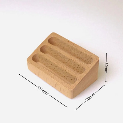 Επιτραπέζιο επιτραπέζιο μασίφ ξύλο επίδειξης βάσης 3 διαμερισμάτων καρτών αποθήκευσης ράφι καρτών κιβωτίων θήκης για προμήθειες γραφείου Θήκη κάρτας