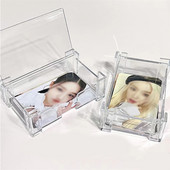 Cutie de depozitare pentru carduri de birou transparentă din plastic de 3 inch Suport pentru cărți foto Suport pentru papetărie școlară Cutie de colectare pentru albume Suport pentru cutie de depozitare pentru fotografii