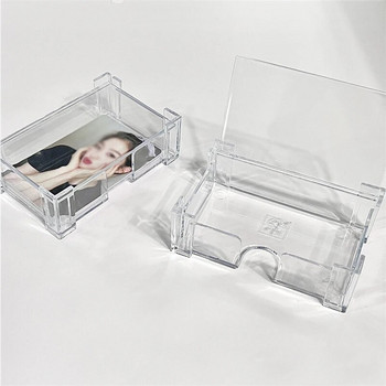 3-инчова пластмасова прозрачна настолна кутия за съхранение на карти Поставка за фотокарти Училищни канцеларски материали Кутия за събиране на албуми Поставка за кутия за съхранение на снимки