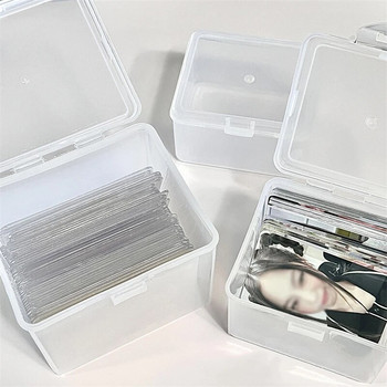 Кутия за съхранение на фотокарти Прозрачни стикери Поставка за карта Korea Idol Настолен органайзер за съхранение Кутия за класификация Канцеларски материали