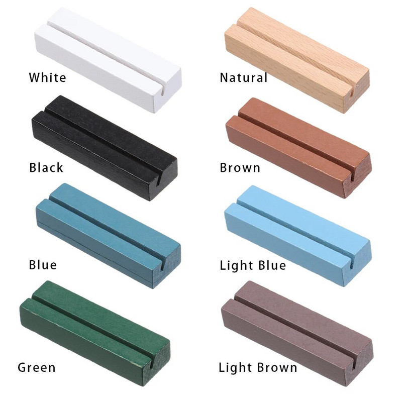 1 tk puidust fotoaluse visiitkaardihoidja ristkülikukujuline kaardiklambriga pildihoidja Käsitsi valmistatud memohoidik kodukontori jaoks