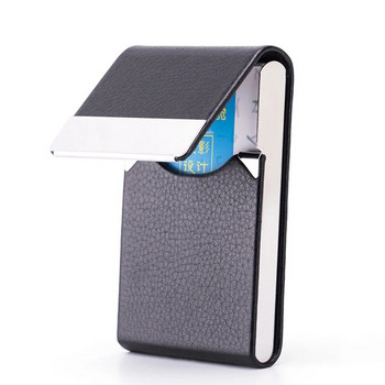 Нов държач за визитки от неръждаема стомана с магнитна катарама Тънък джобен държач за карти от PU кожа Калъф за идентификация на кредитна карта