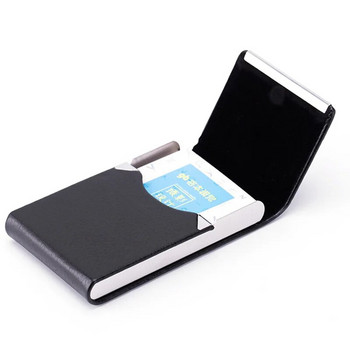 Нов държач за визитки от неръждаема стомана с магнитна катарама Тънък джобен държач за карти от PU кожа Калъф за идентификация на кредитна карта