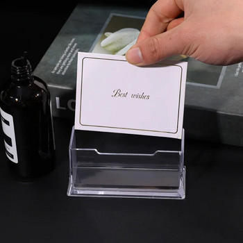 1-3 бр. Прозрачен рафт за бюро Кутия за съхранение Поставка за дисплей Акрилна пластмаса Прозрачен настолен държач за визитки Поставете държач за карти