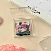 Akrila caurspīdīga kvadrātveida rakstāmgalda uzglabāšanas kaste Fotokartes turētājs karšu turētājs Kpop uzlīmes rakstāmpiederumu karšu turētāja klasifikācijas kaste